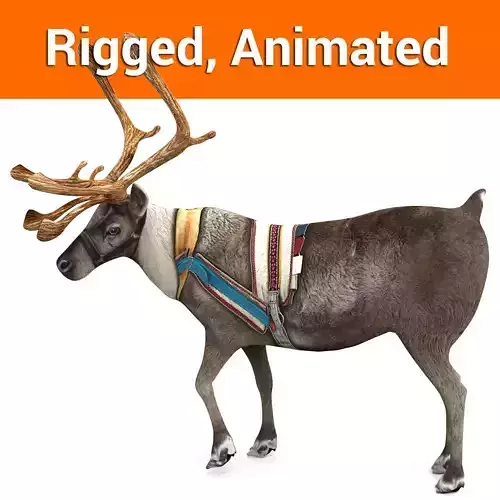 Reindeer rigged animated 3D model Low-poly 3D model