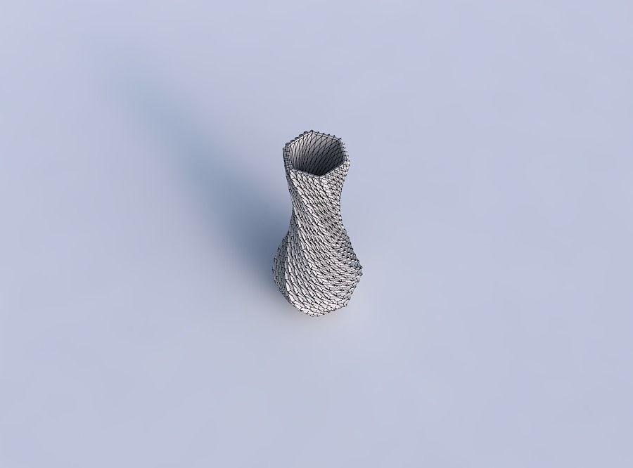Vase twisted larger opening hexagon with bent extruded pattern 3D print model_6