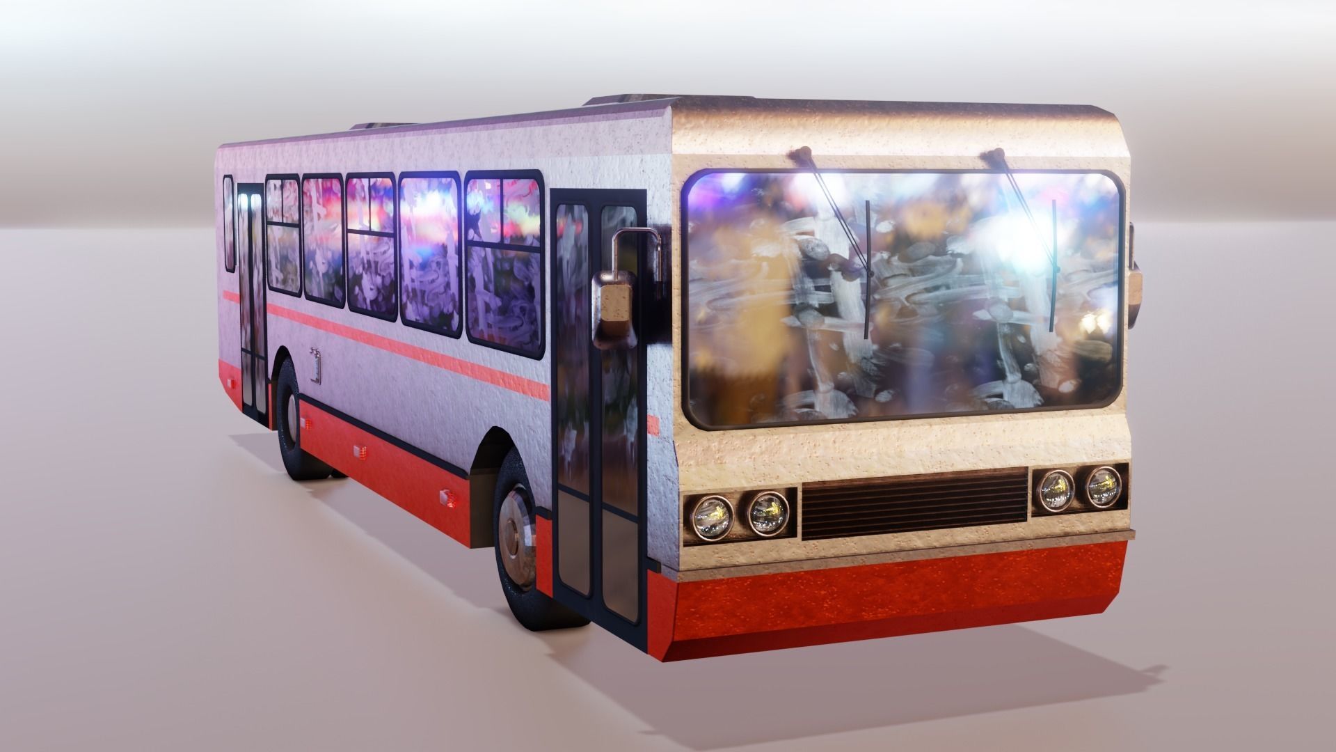 Old Rusty Bus Low-poly 3D model_21