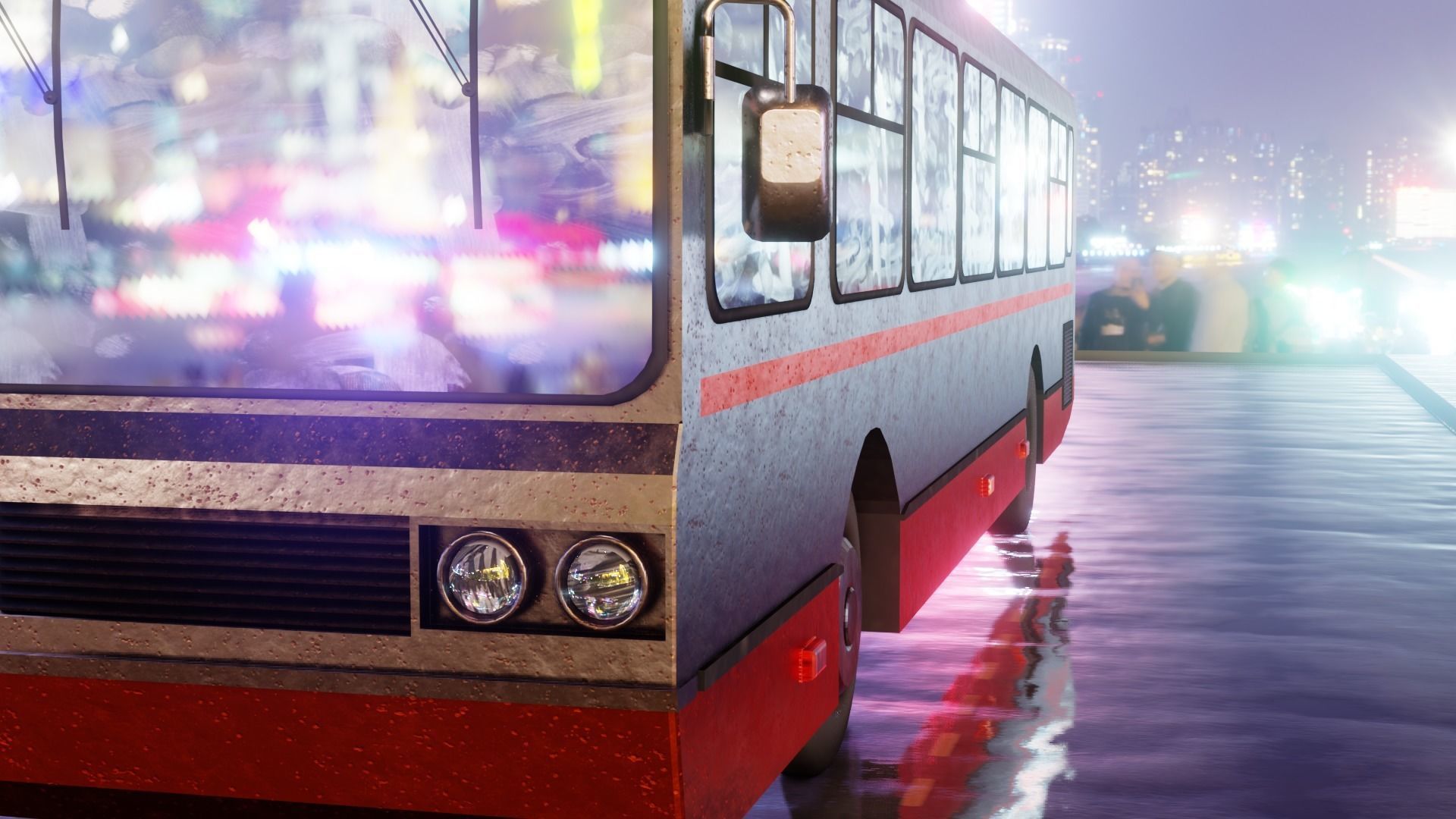 Old Rusty Bus Low-poly 3D model_4