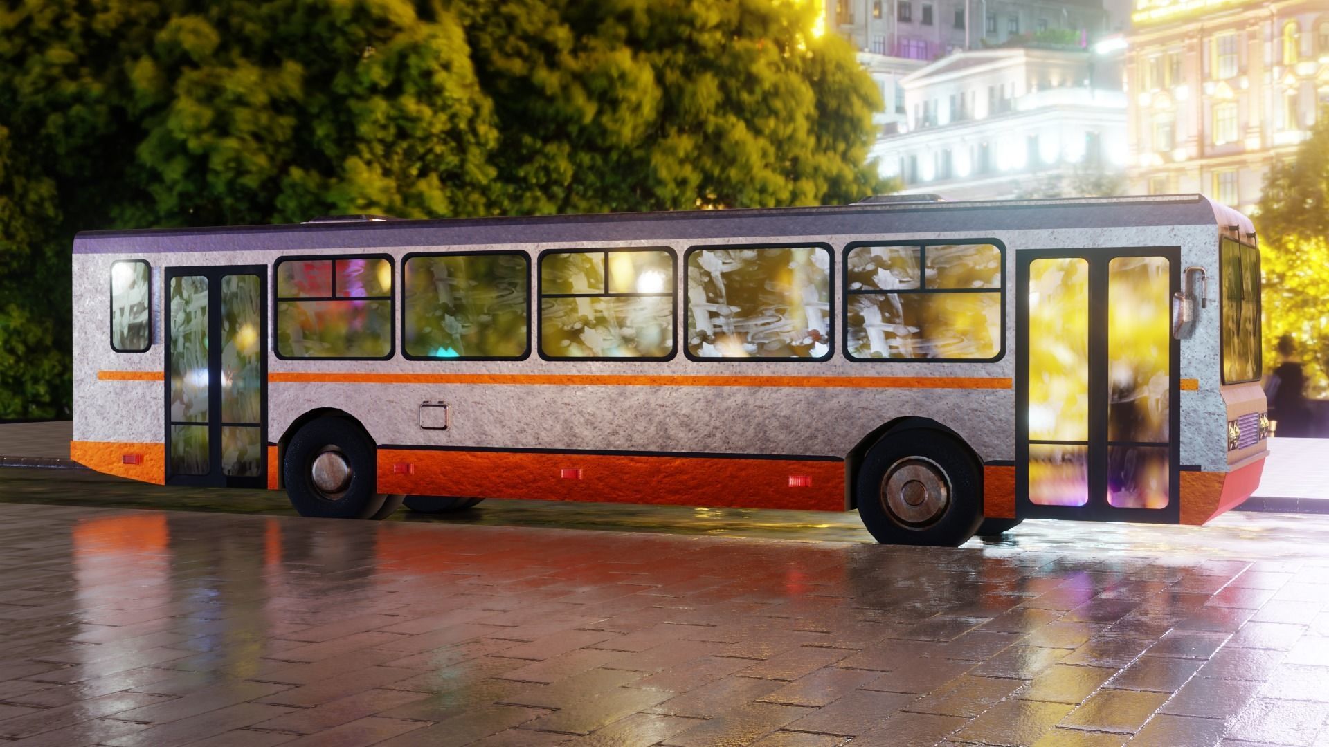 Old Rusty Bus Low-poly 3D model_6