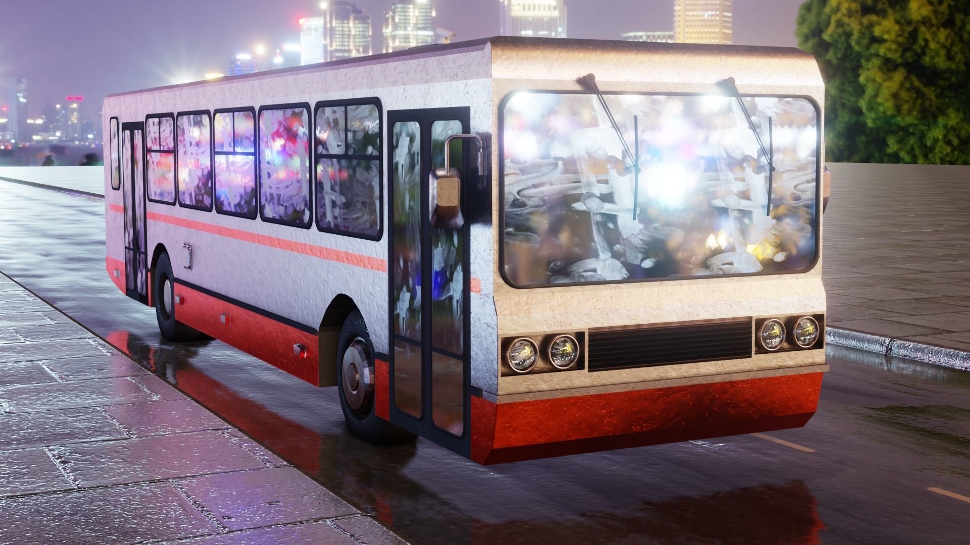 Old Rusty Bus Low-poly 3D model_1