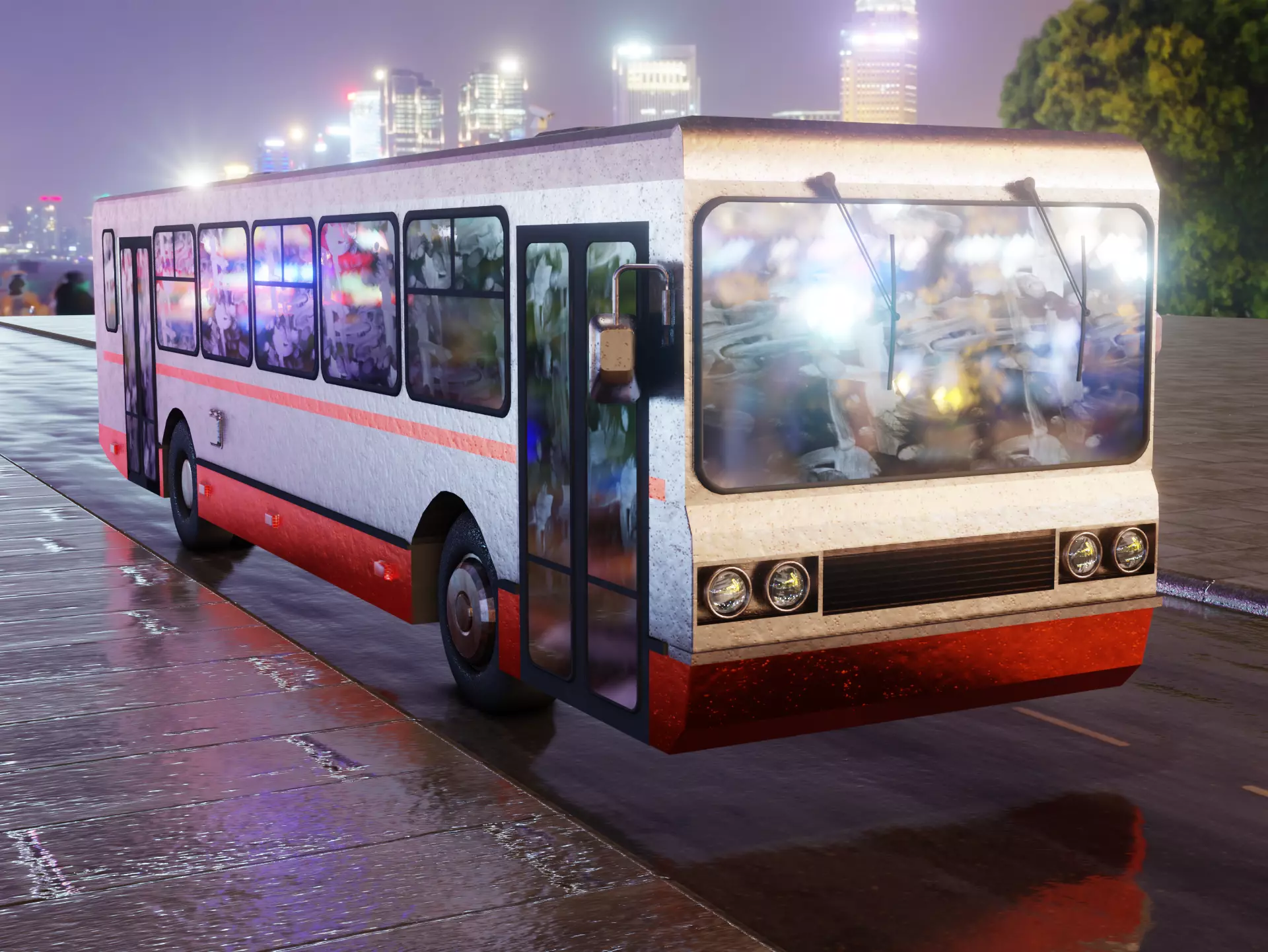 Old Rusty Bus Low-poly 3D model_0