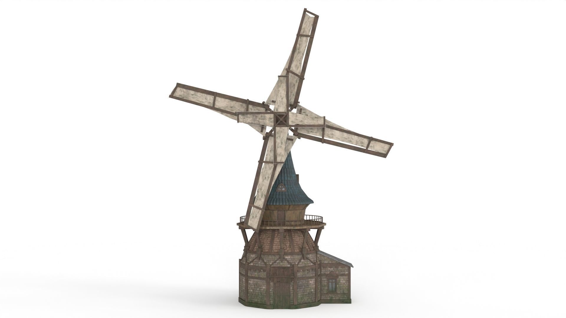 Old WindMill Low-poly 3D model_7