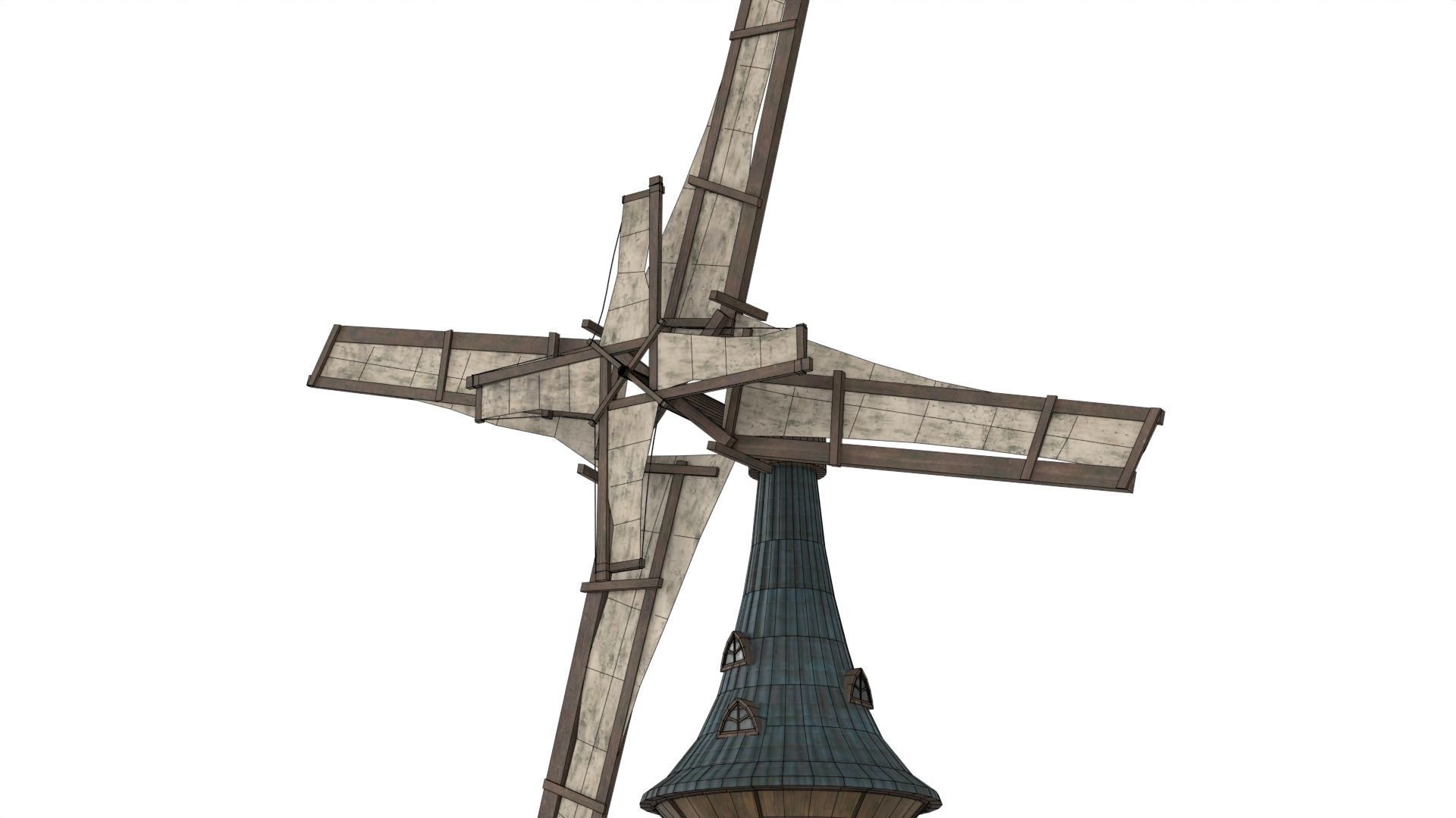 Old WindMill Low-poly 3D model_19