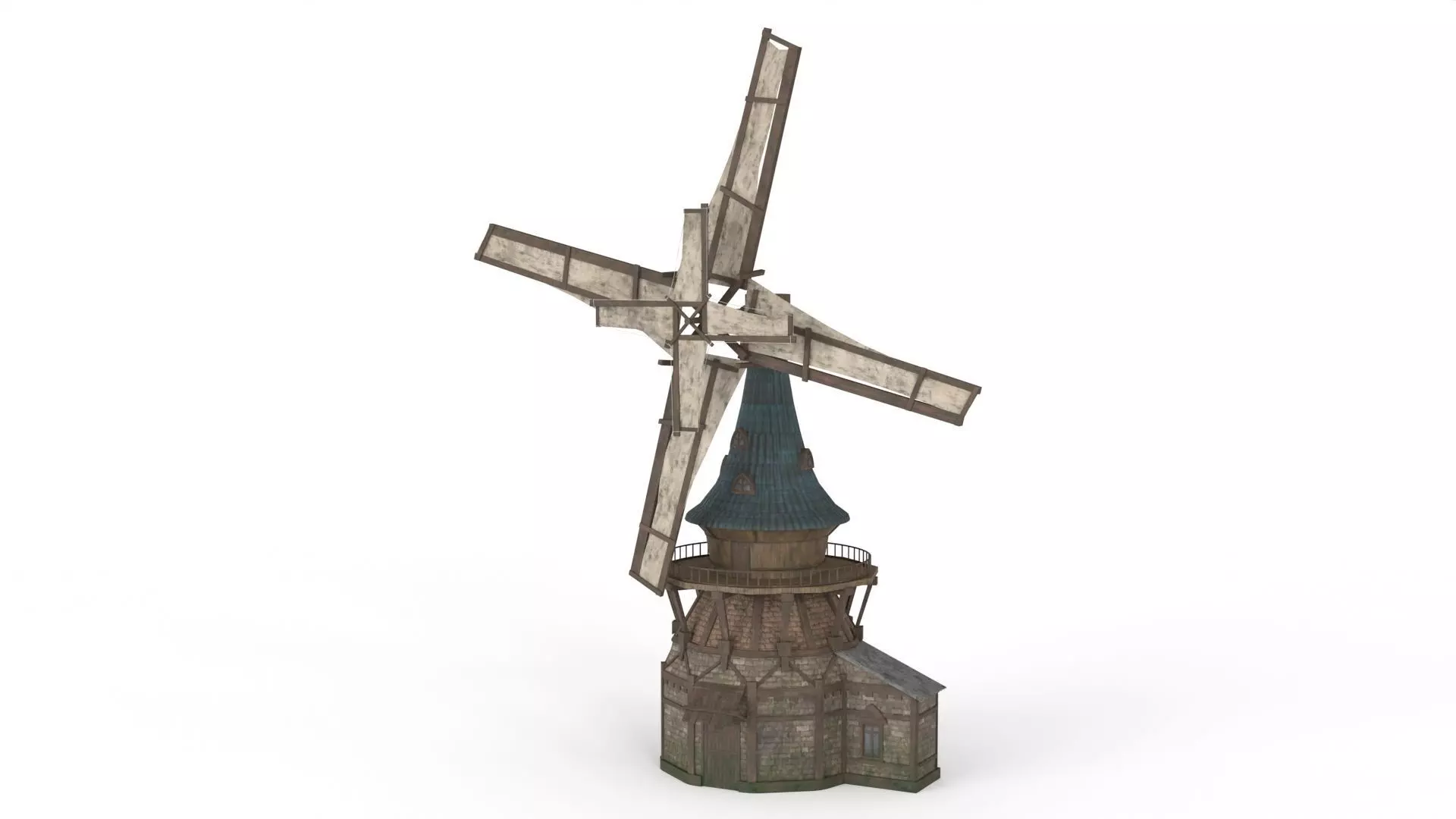 Old WindMill Low-poly 3D model_0