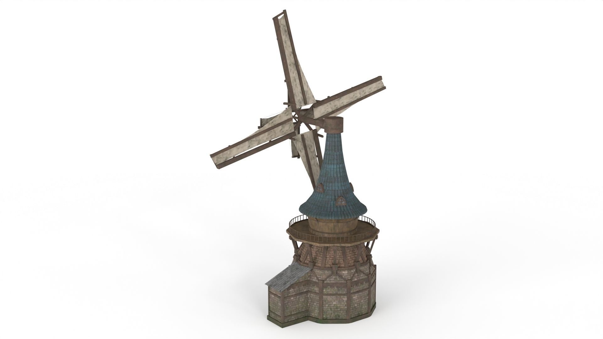 Old WindMill Low-poly 3D model_1
