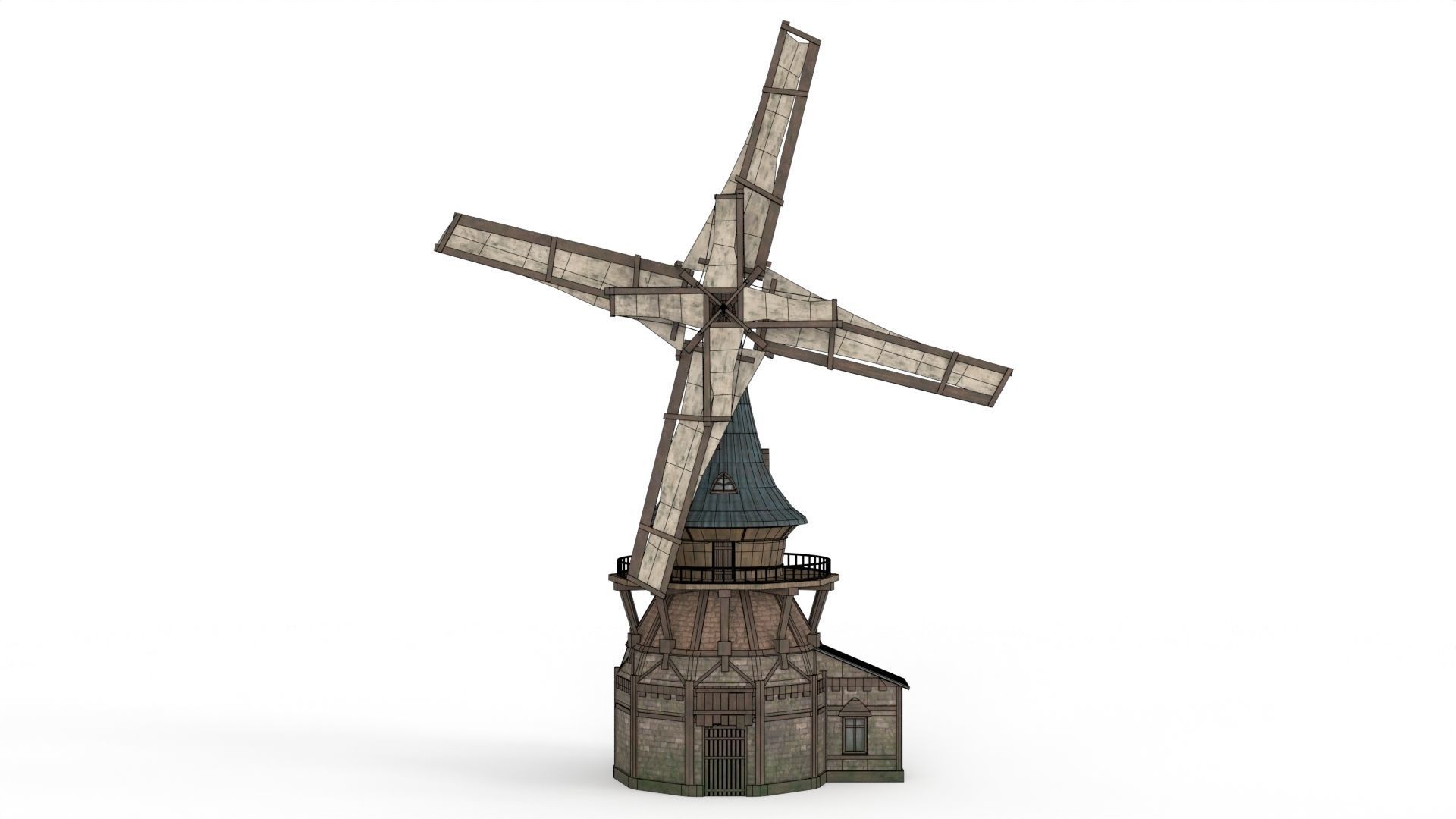 Old WindMill Low-poly 3D model_17