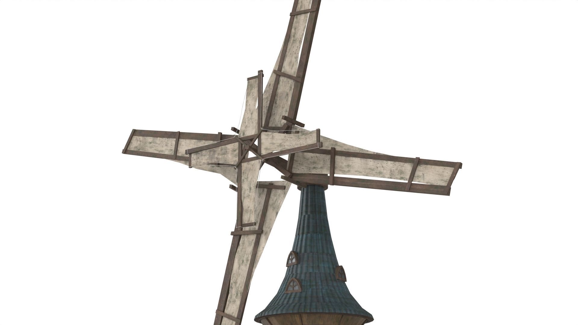 Old WindMill Low-poly 3D model_9
