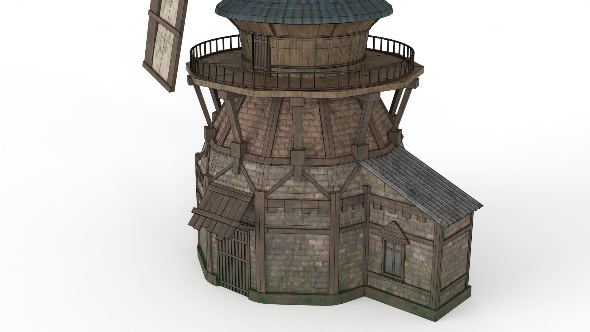 Old WindMill Low-poly 3D model_18