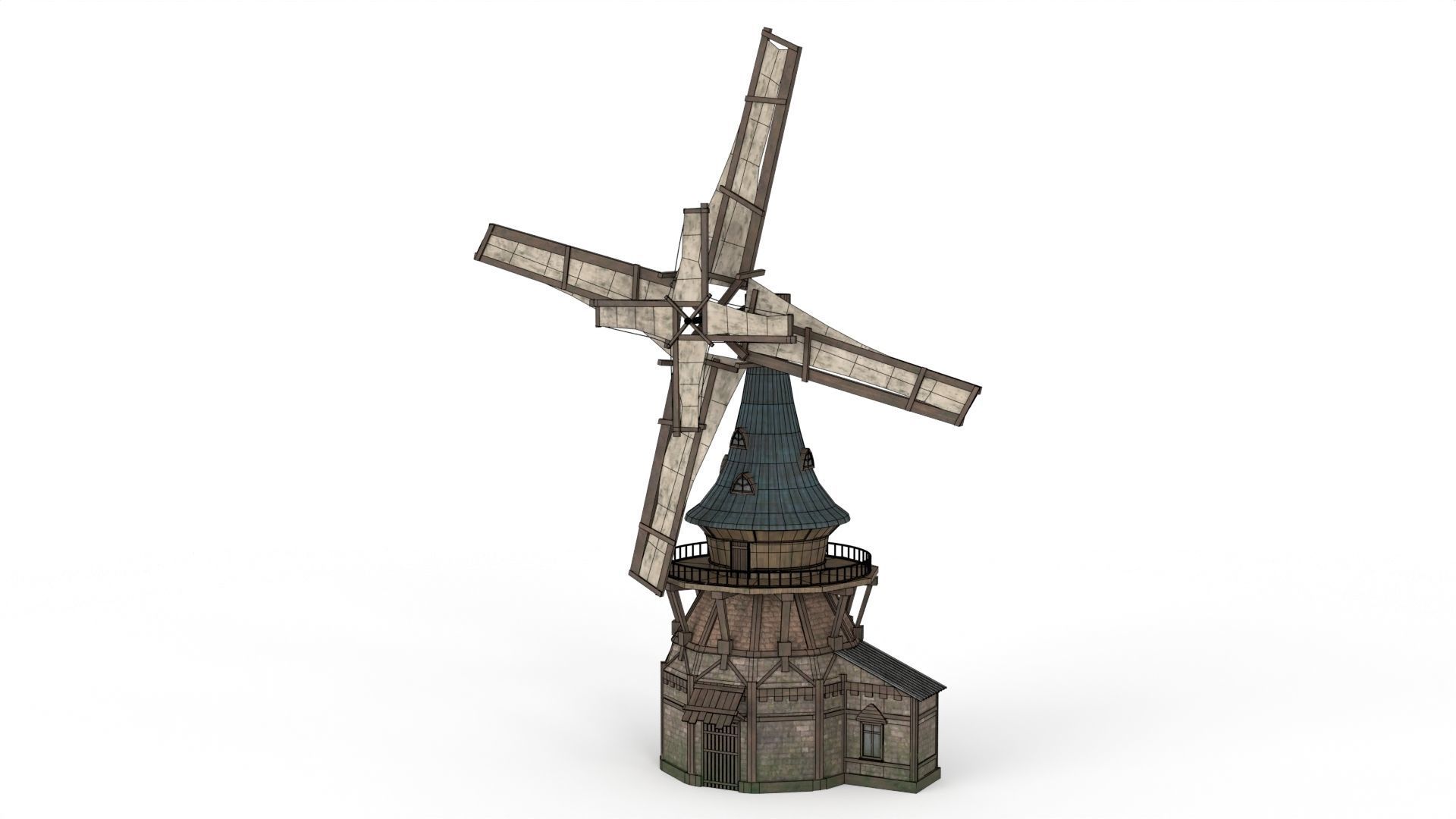 Old WindMill Low-poly 3D model_10