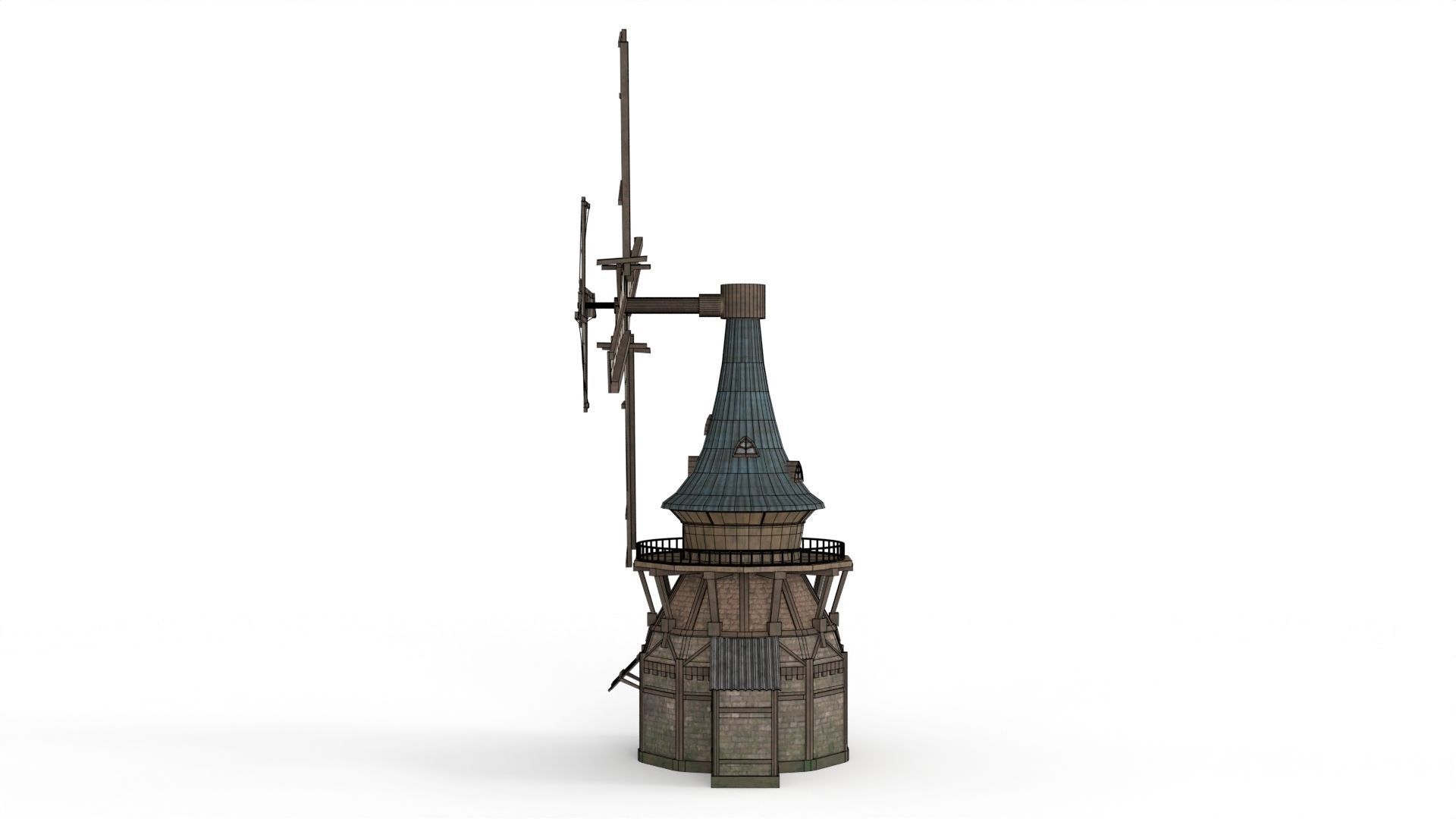 Old WindMill Low-poly 3D model_15
