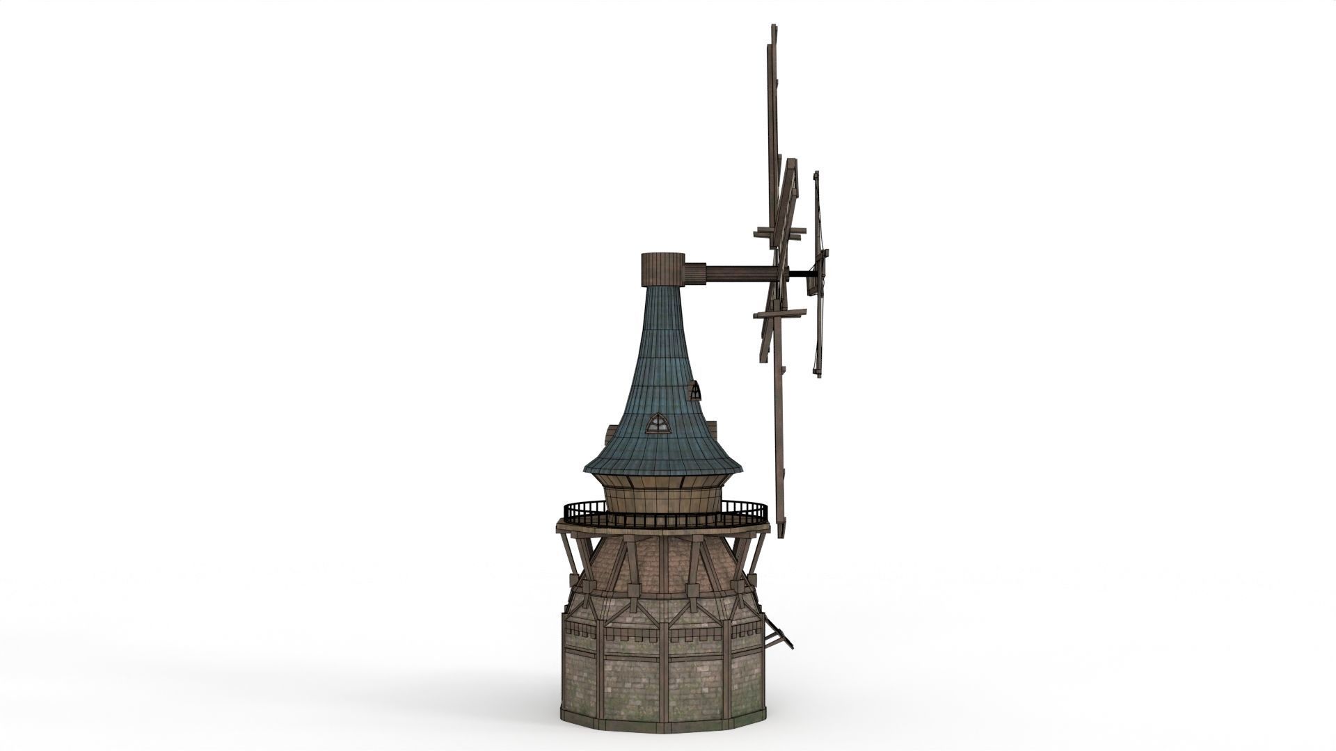 Old WindMill Low-poly 3D model_16