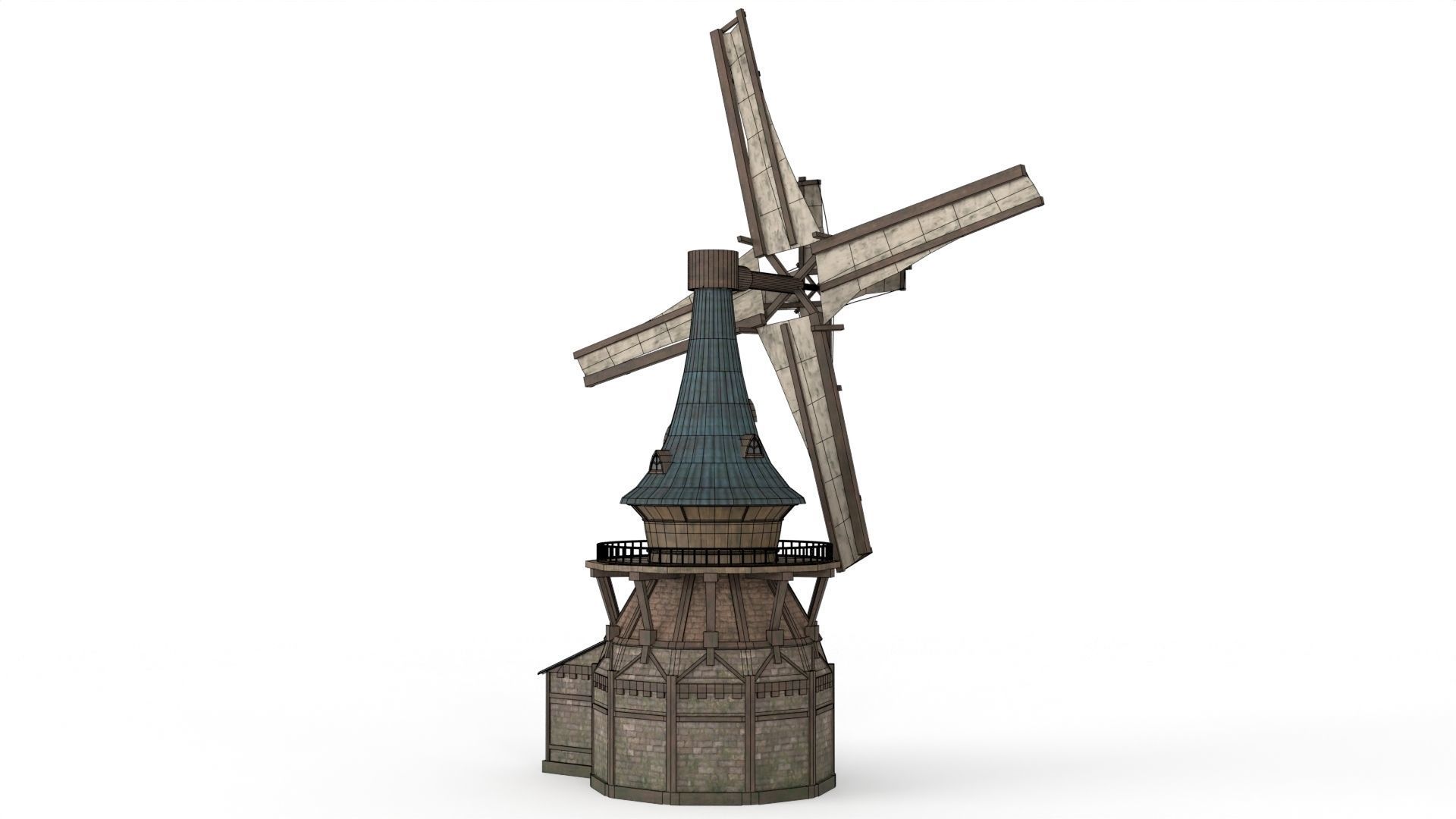 Old WindMill Low-poly 3D model_13
