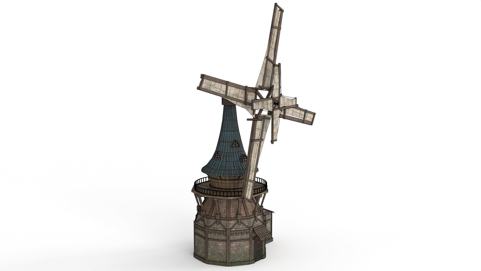 Old WindMill Low-poly 3D model_12
