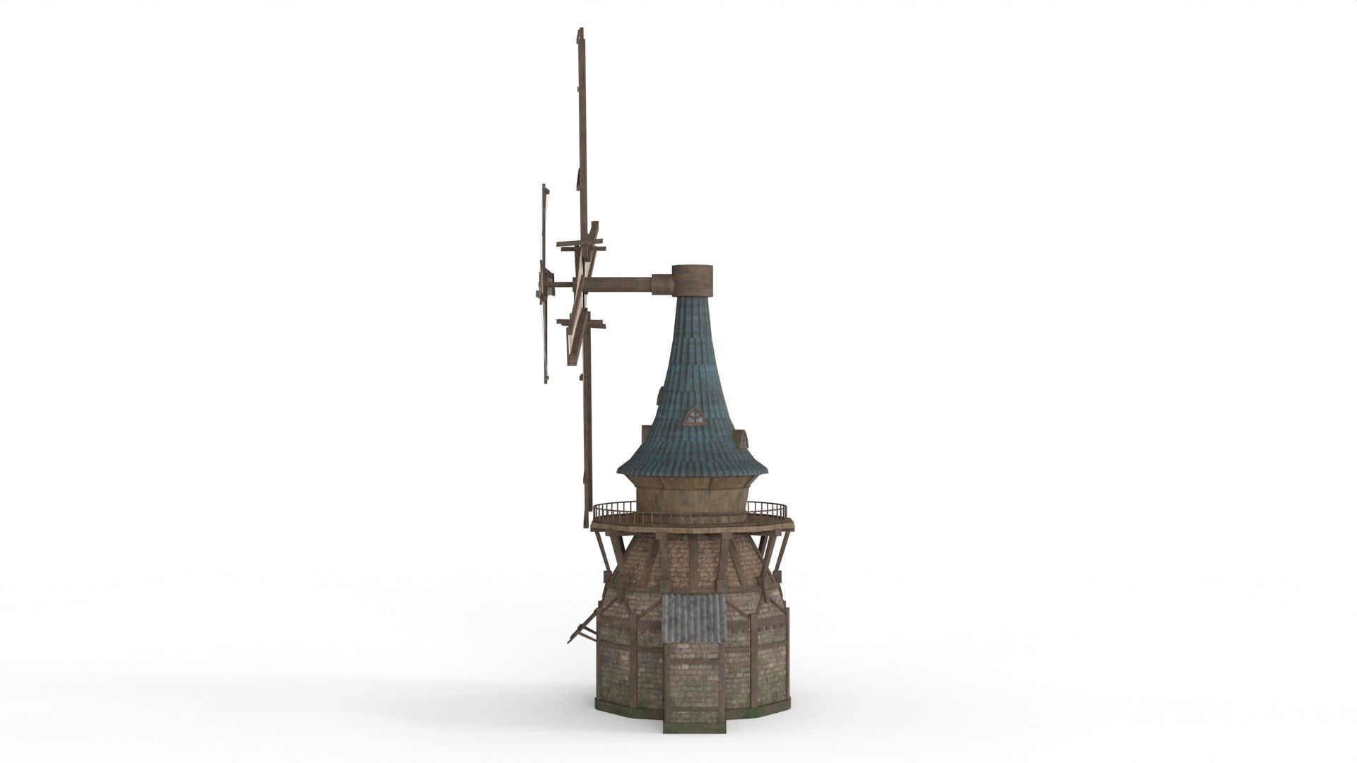 Old WindMill Low-poly 3D model_5