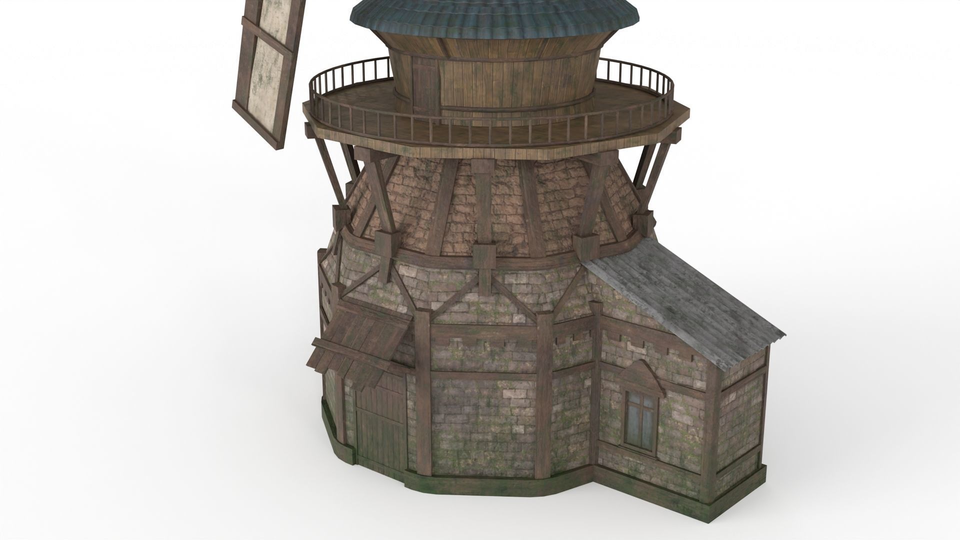 Old WindMill Low-poly 3D model_8