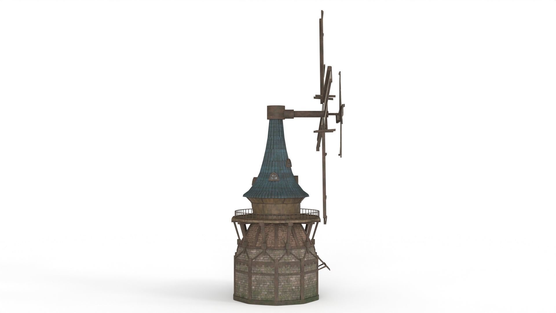 Old WindMill Low-poly 3D model_6