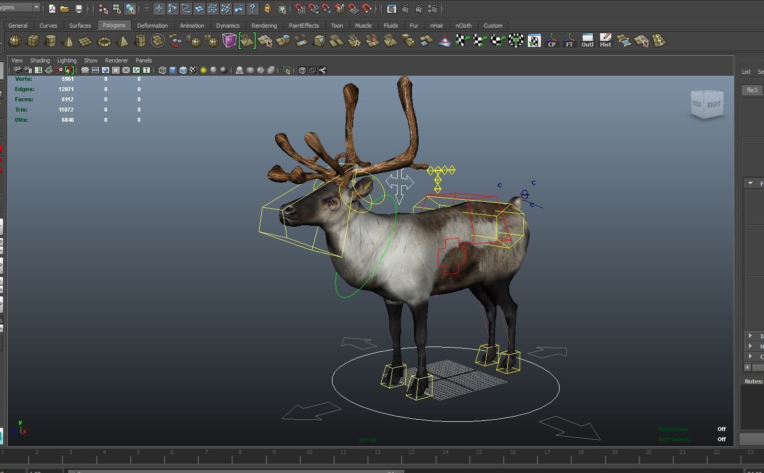 Snow Reindeer Animated Rigged Model 3D Model Low-poly 3D model_21