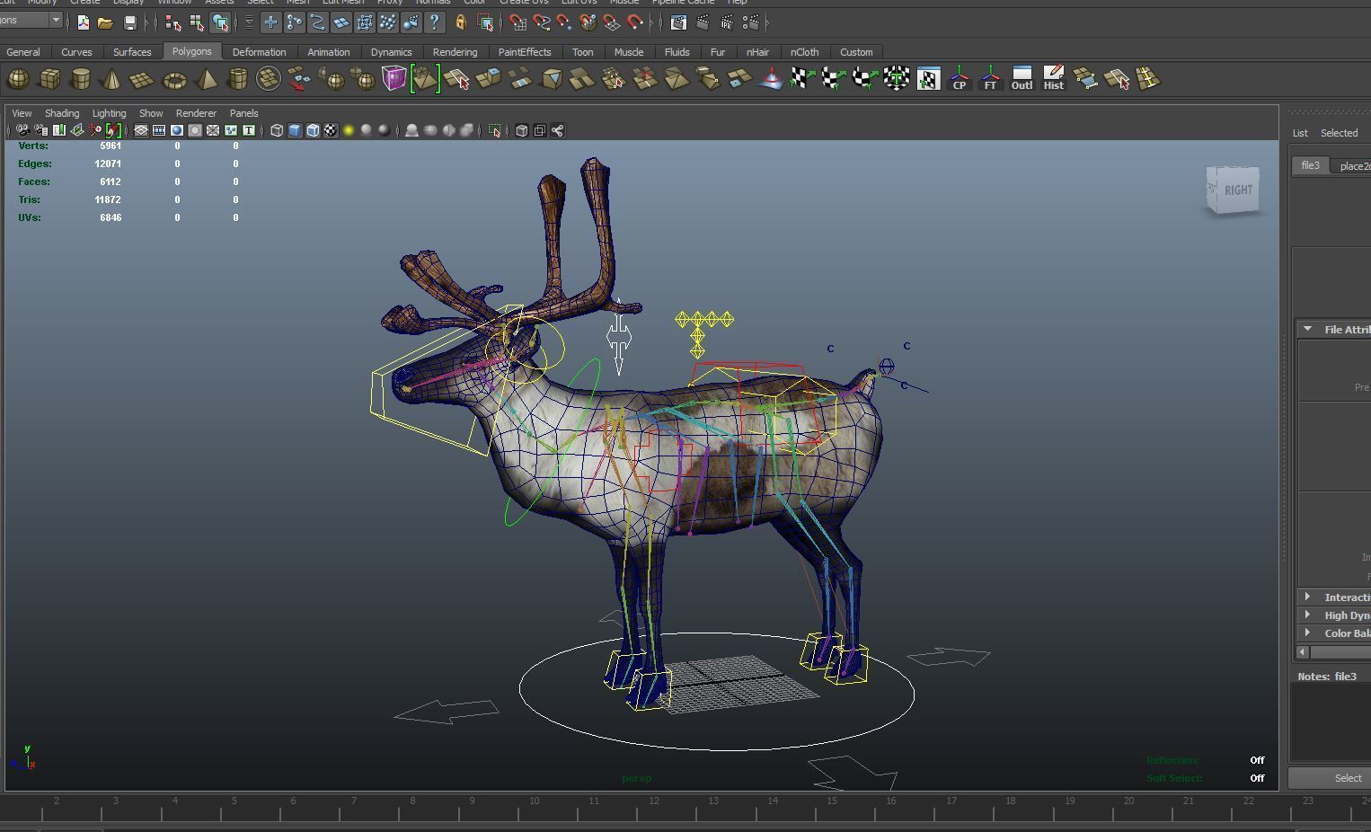 Snow Reindeer Animated Rigged Model 3D Model Low-poly 3D model_19