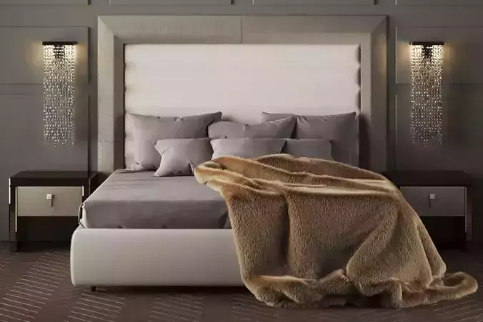 Contemporary Alligator Embossed Pattern Leather Bed