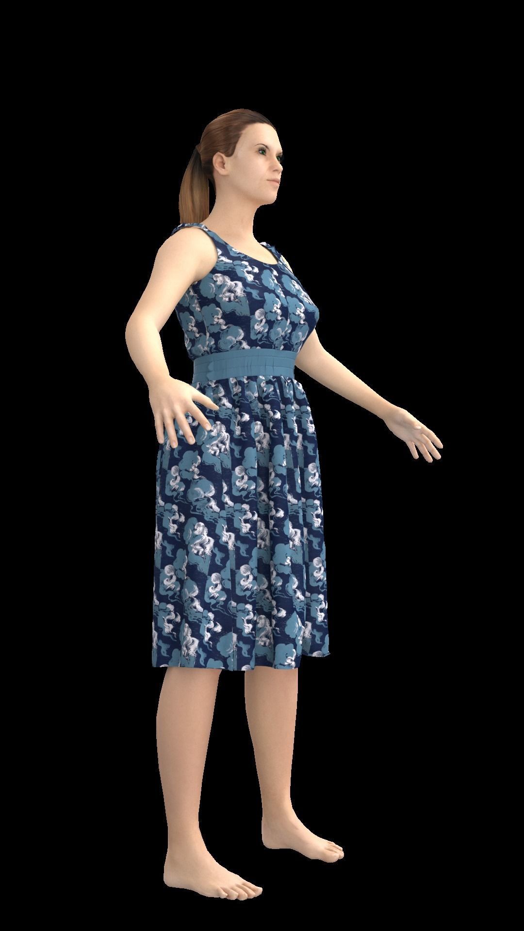 3d old character with clothing dress 3D model_7
