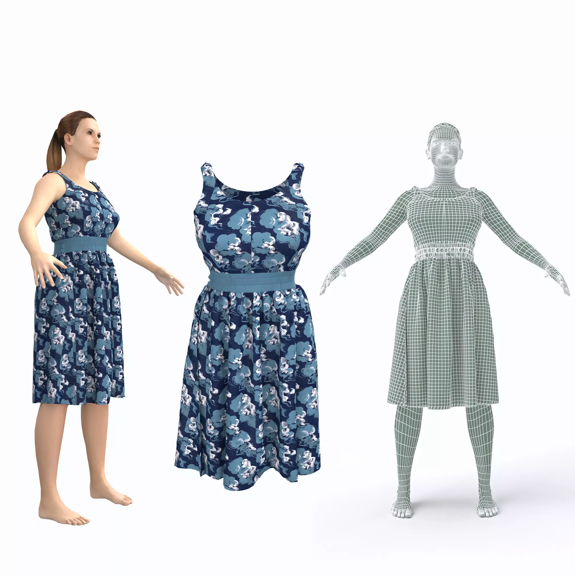 3d old character with clothing dress 3D model_0