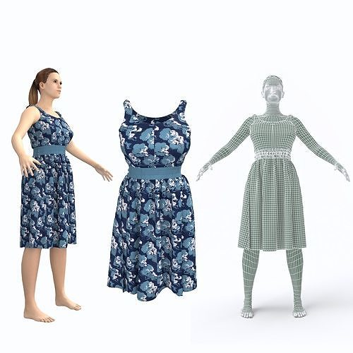 3d old character with clothing dress 3D model