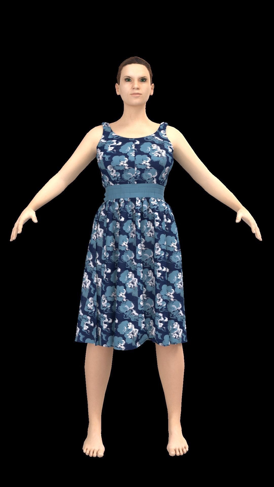 3d old character with clothing dress 3D model_1