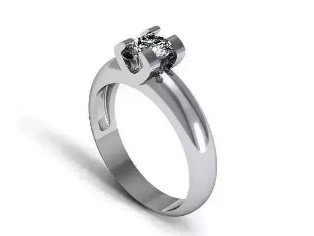 Ring 3d diamond solitaire engagement gold