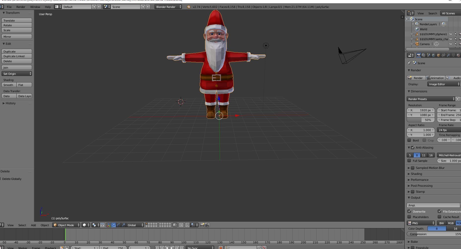 cartoon Santa rigged animated 3D model Low-poly 3D model_13