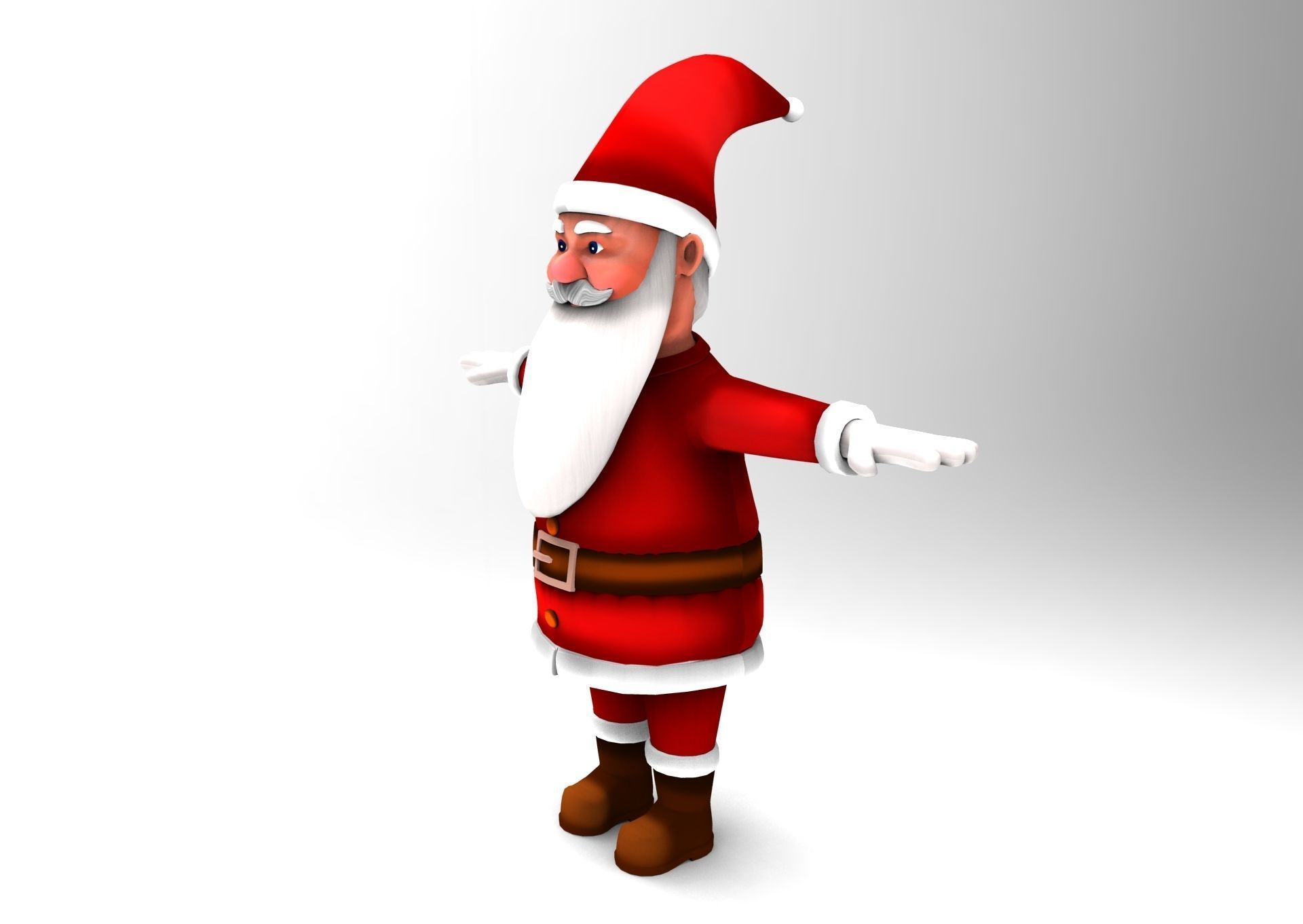 cartoon Santa rigged animated 3D model Low-poly 3D model_2