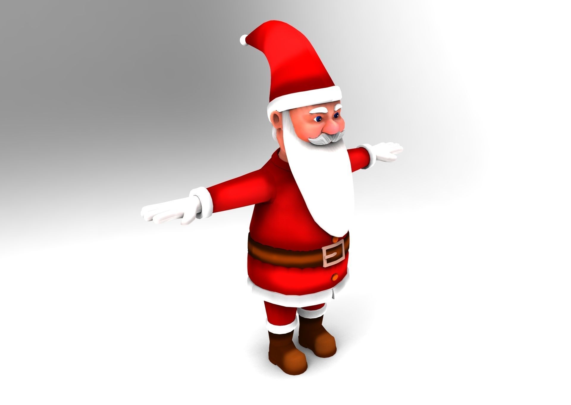 cartoon Santa rigged animated 3D model Low-poly 3D model_7
