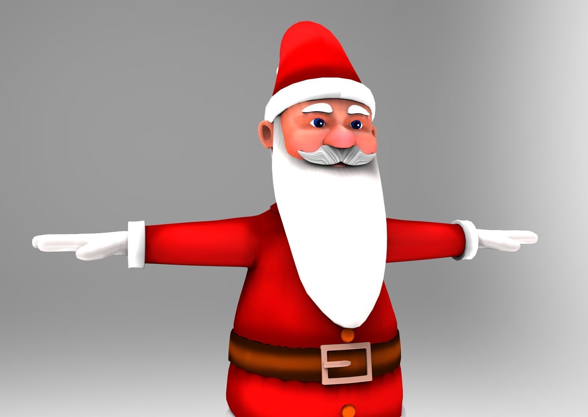 cartoon Santa rigged animated 3D model Low-poly 3D model_9