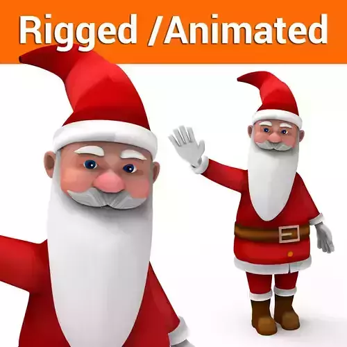 cartoon Santa rigged animated 3D model Low-poly 3D model