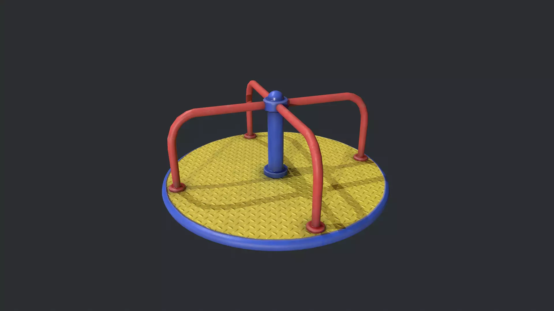 Playground Roundabout - Yellow Low-poly 3D model_0