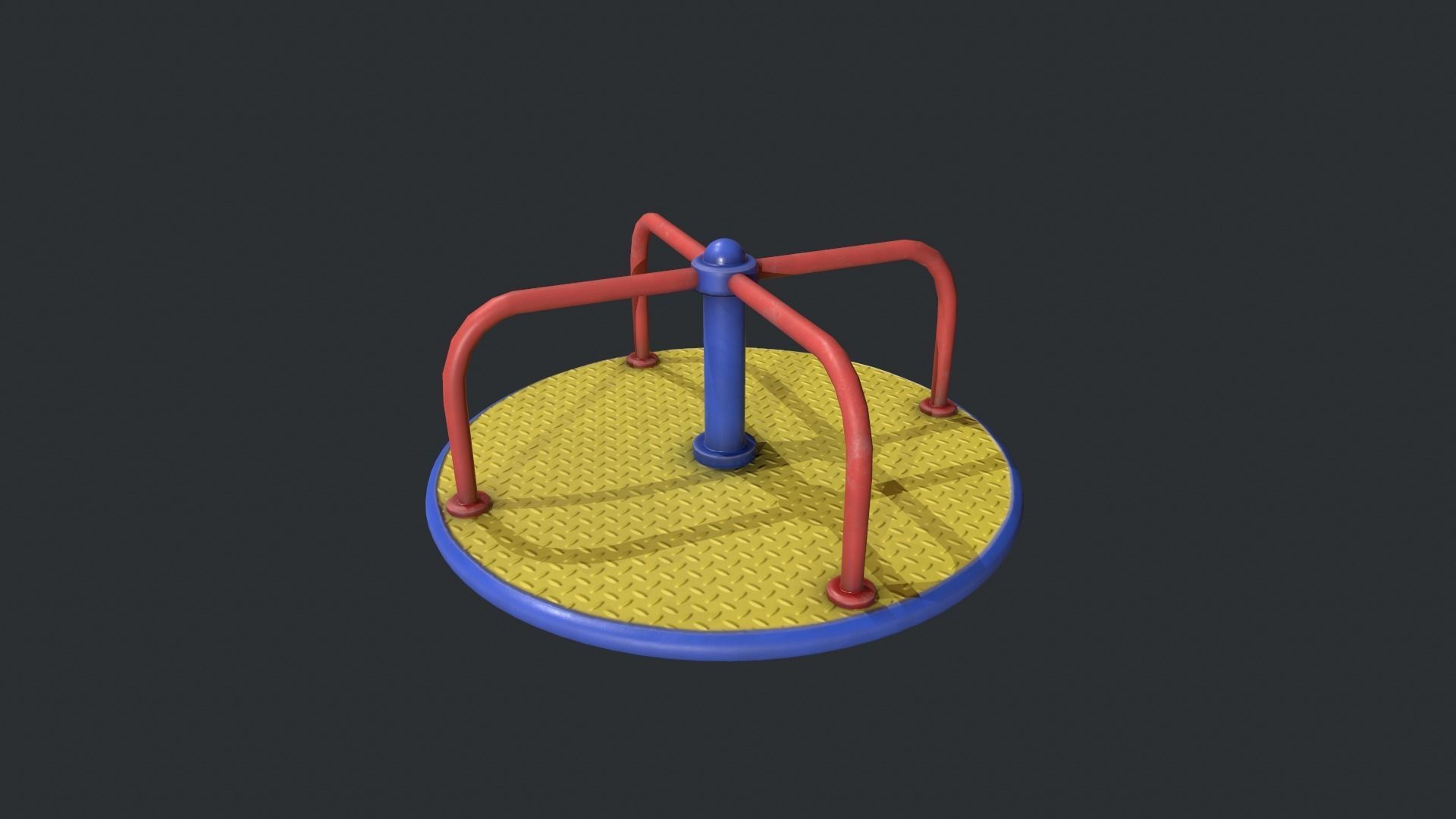 Playground Roundabout - Yellow Low-poly 3D model_10