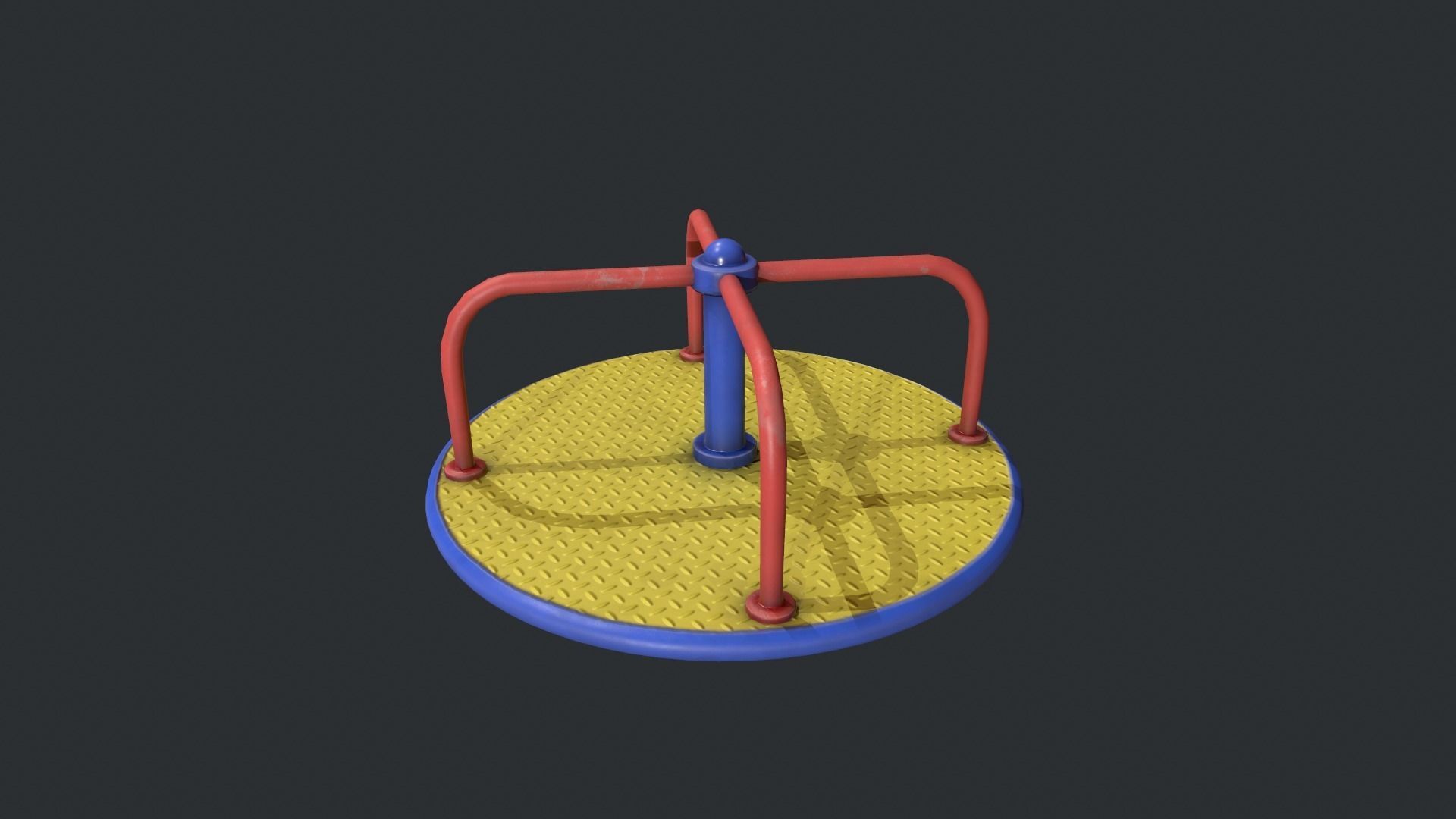 Playground Roundabout - Yellow Low-poly 3D model_4