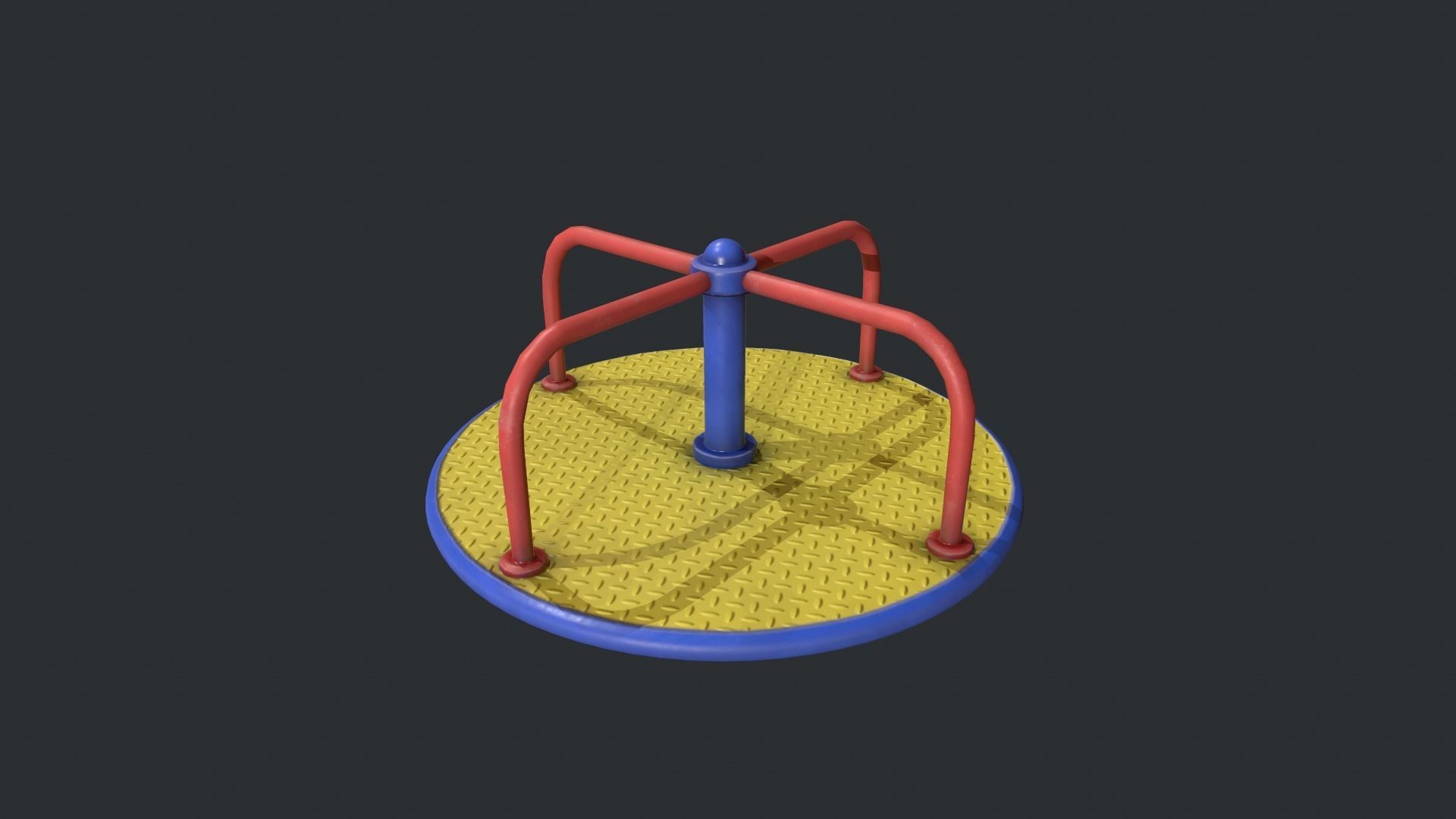Playground Roundabout - Yellow Low-poly 3D model_12