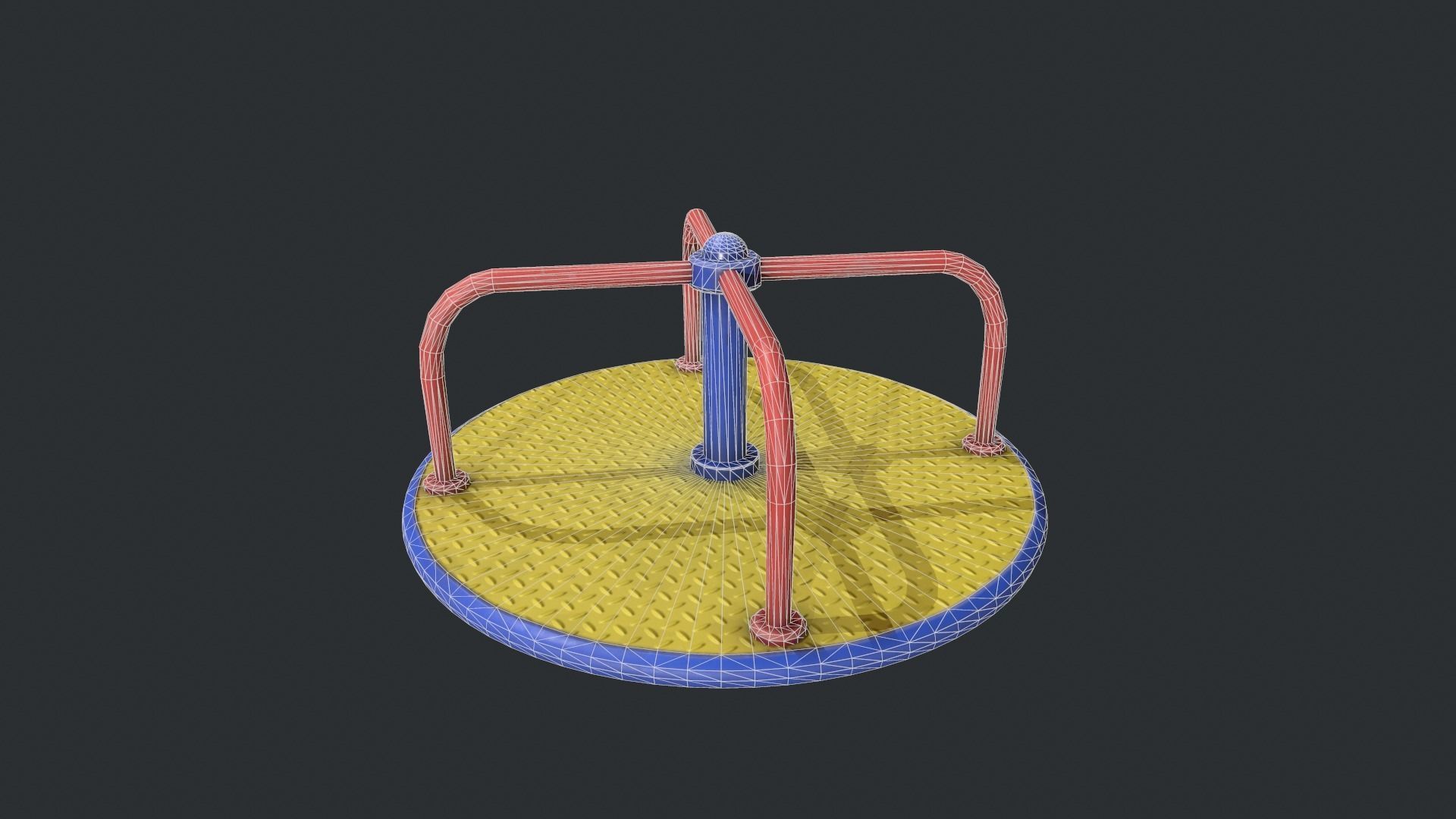Playground Roundabout - Yellow Low-poly 3D model_20