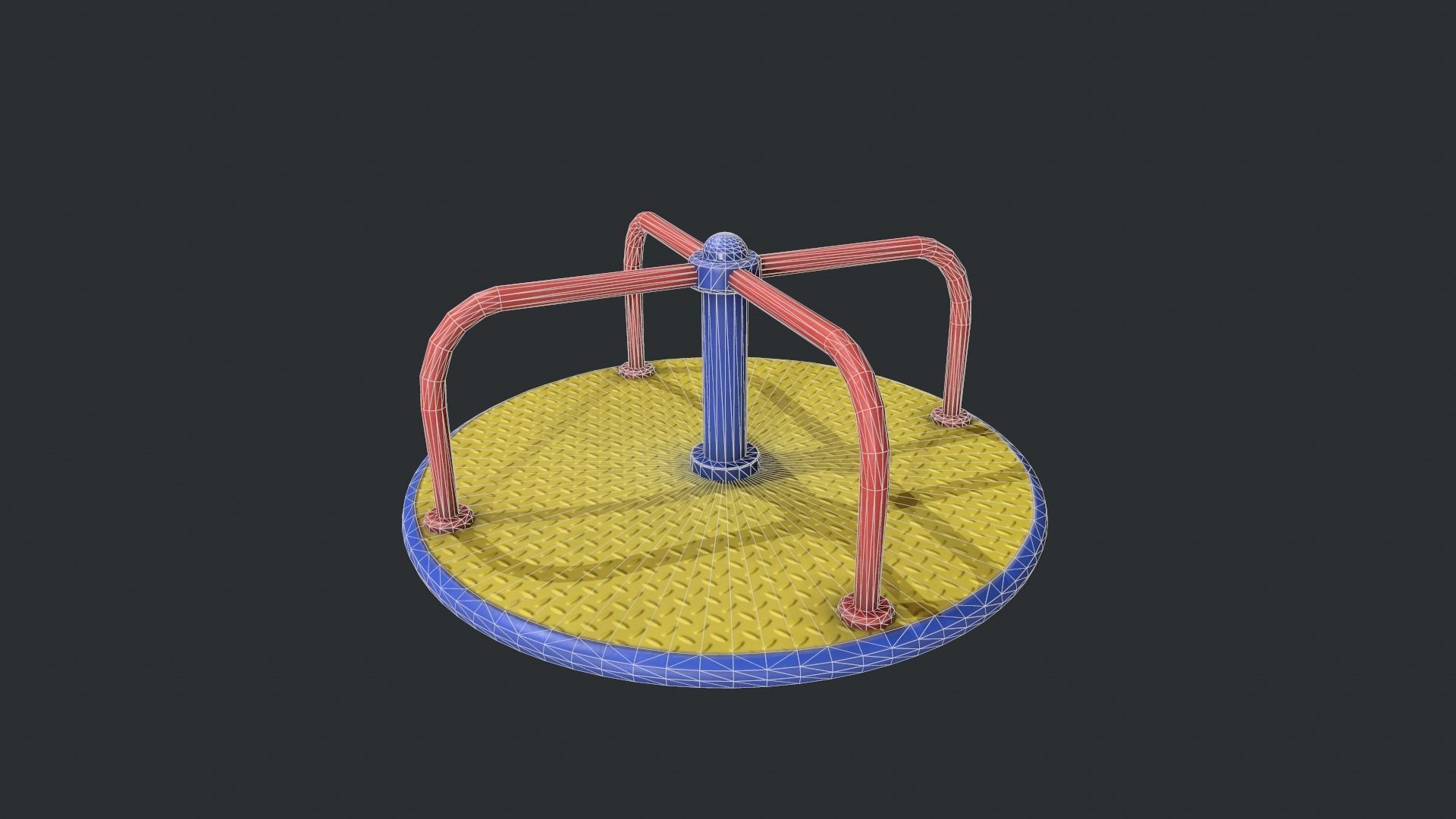 Playground Roundabout - Yellow Low-poly 3D model_15