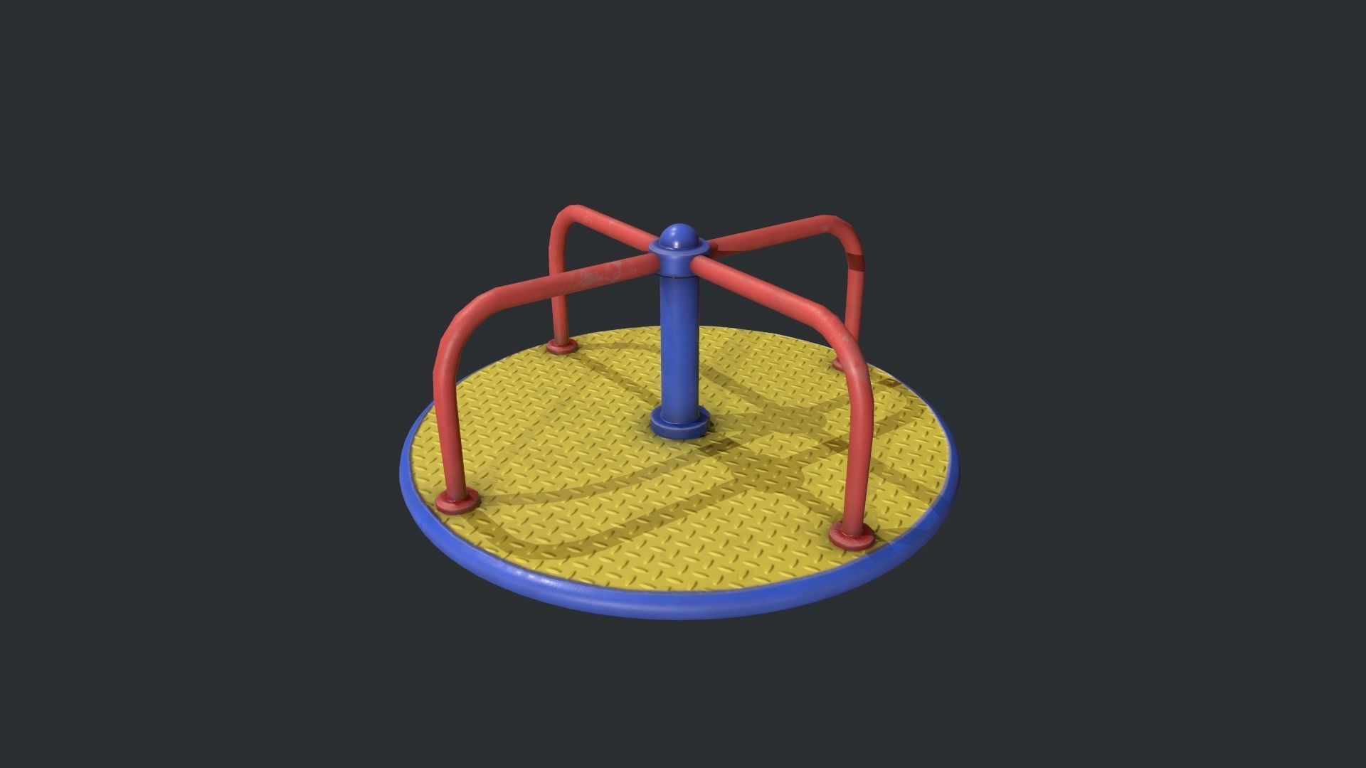 Playground Roundabout - Yellow Low-poly 3D model_3