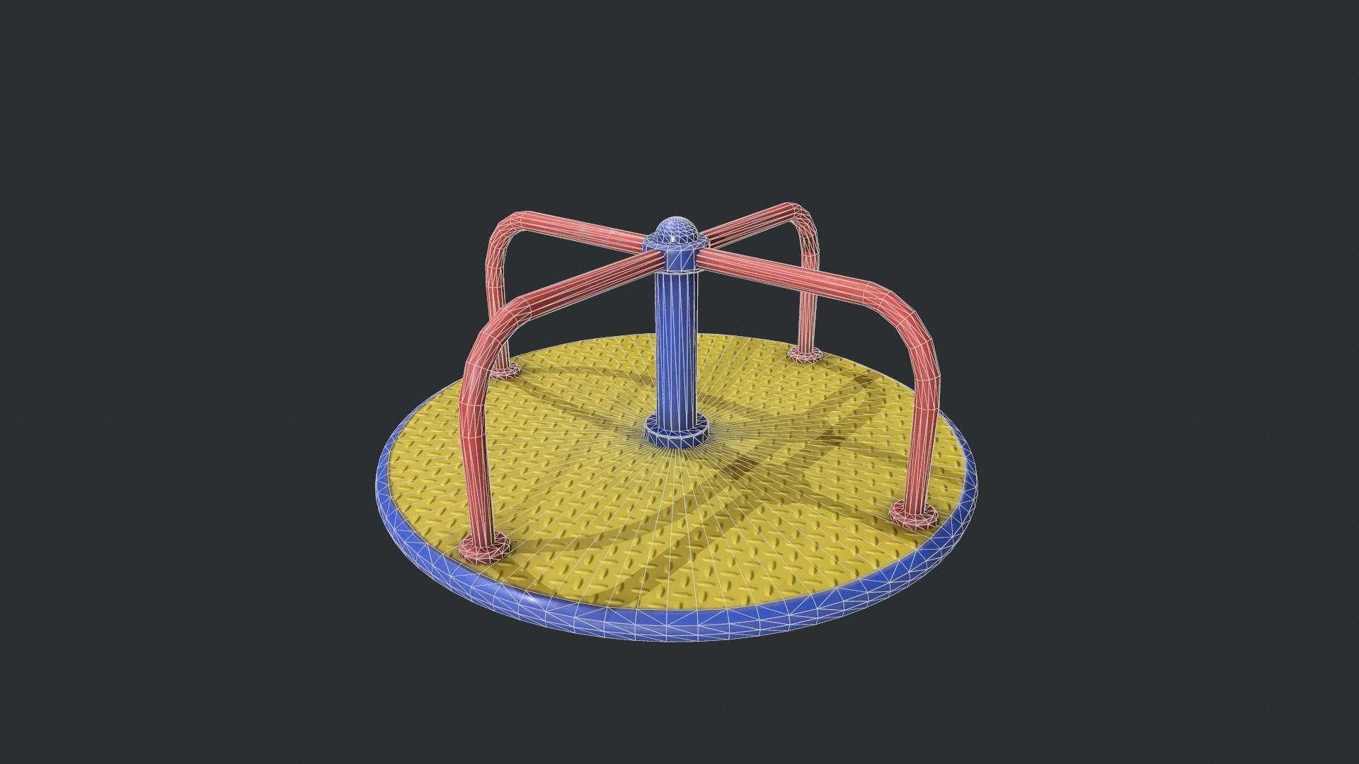 Playground Roundabout - Yellow Low-poly 3D model_19