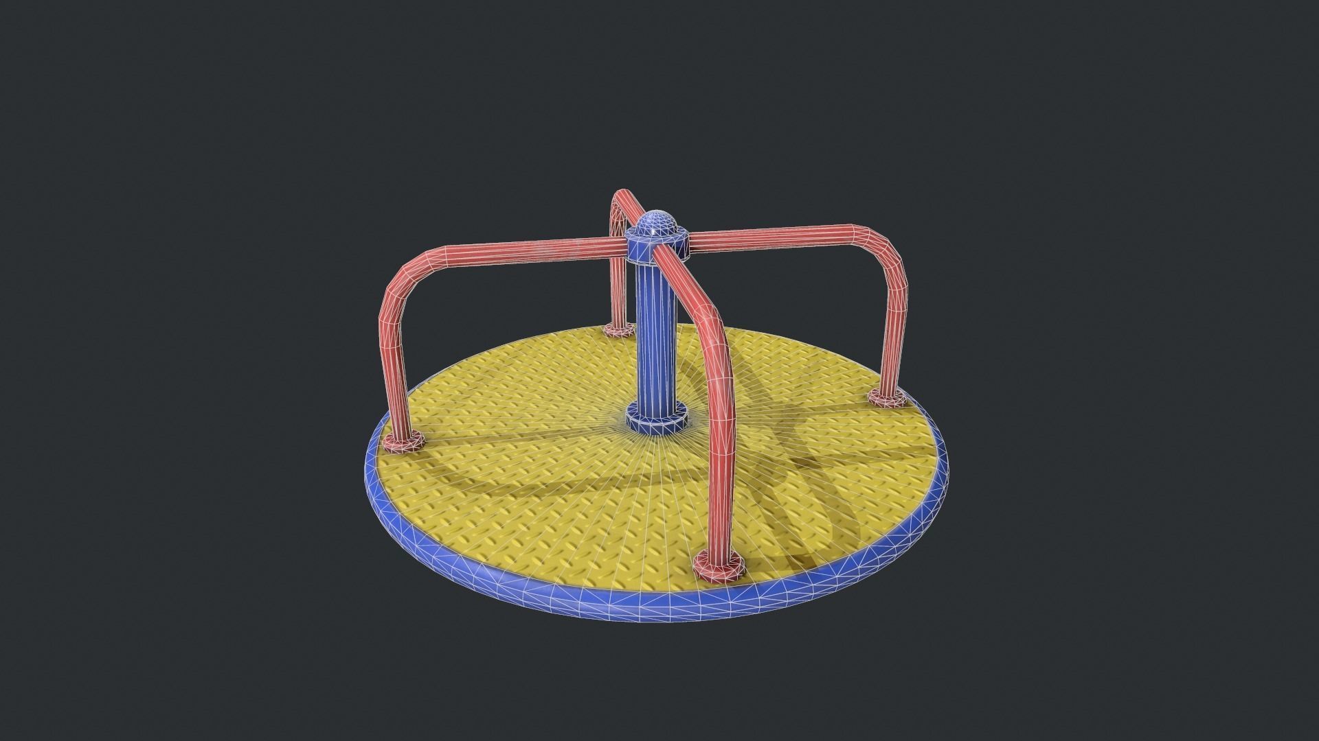 Playground Roundabout - Yellow Low-poly 3D model_18