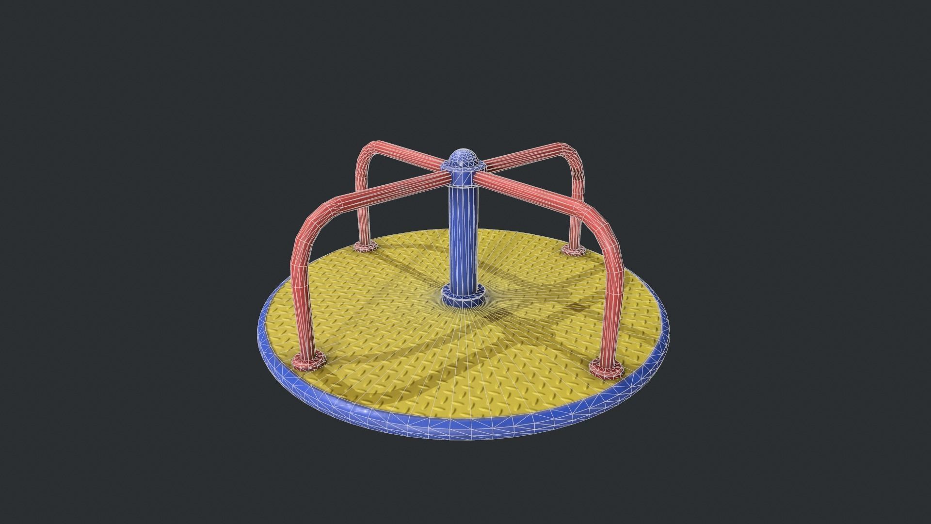 Playground Roundabout - Yellow Low-poly 3D model_17