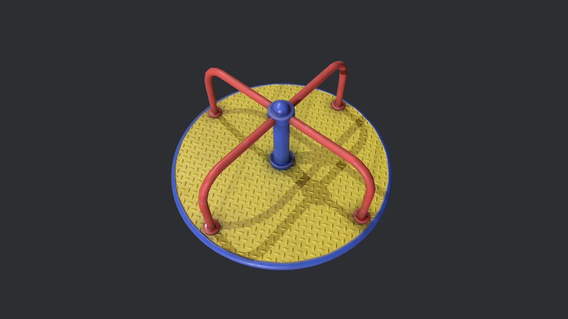 Playground Roundabout - Yellow Low-poly 3D model_13