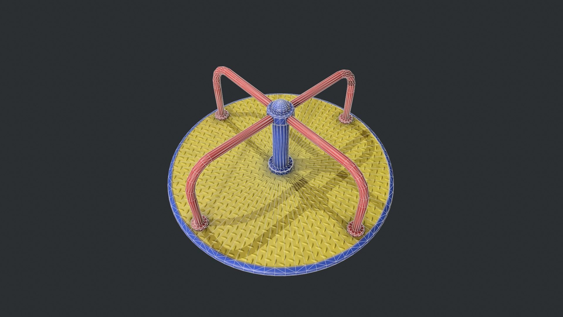 Playground Roundabout - Yellow Low-poly 3D model_22