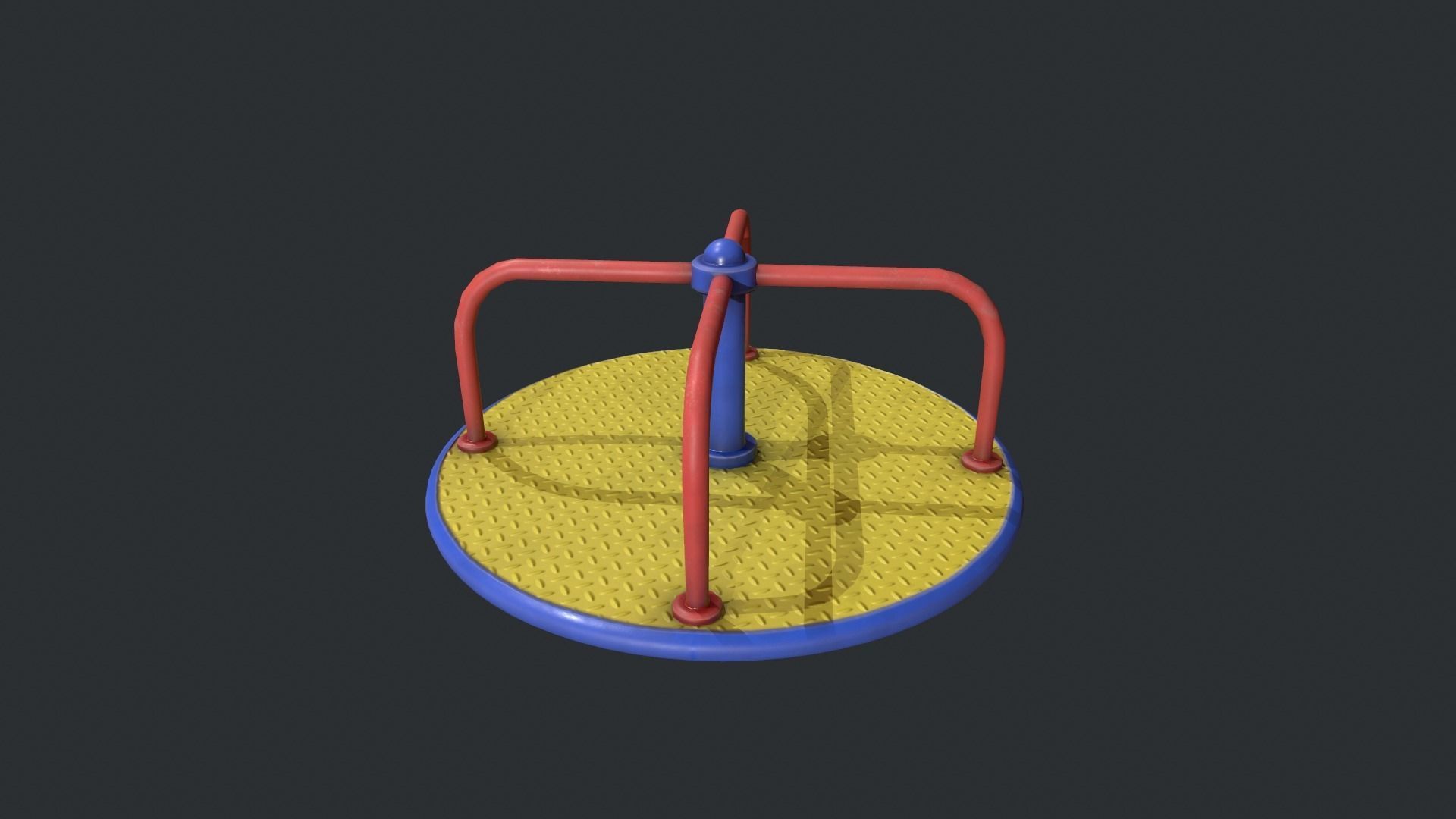 Playground Roundabout - Yellow Low-poly 3D model_1