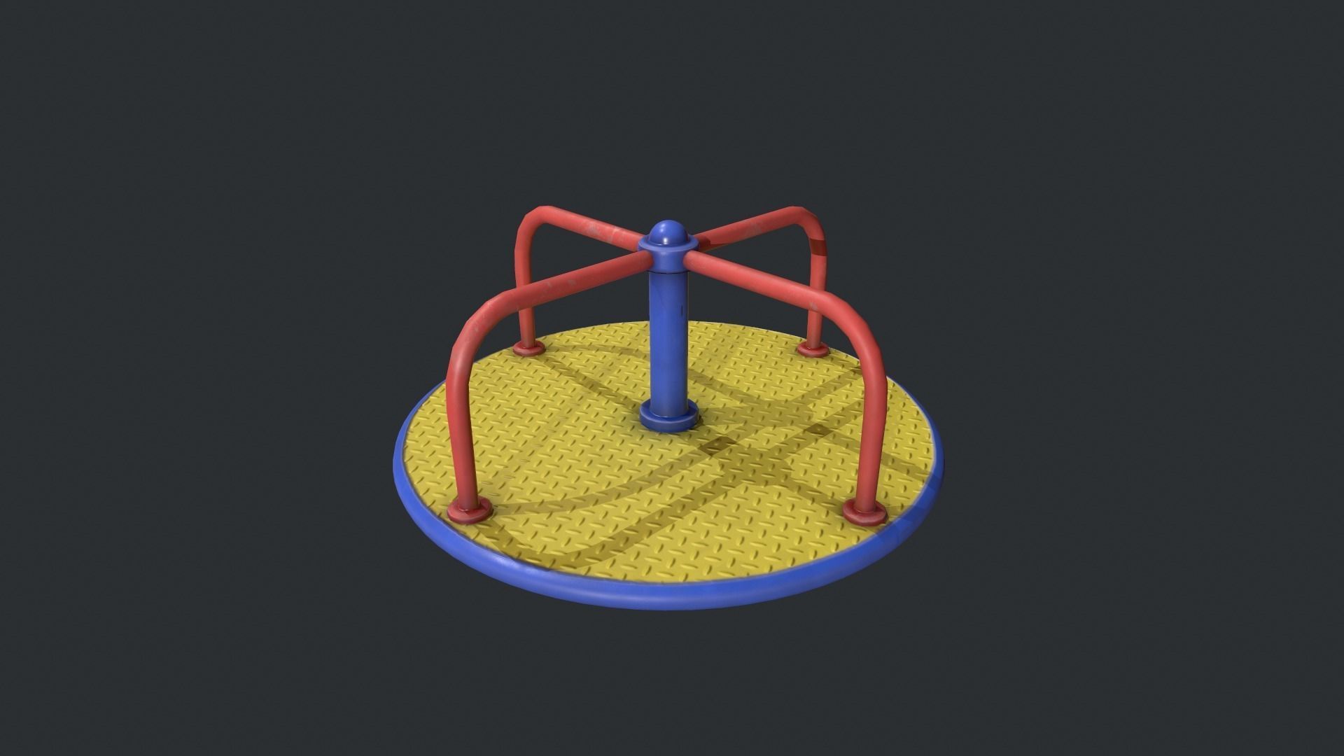 Playground Roundabout - Yellow Low-poly 3D model_6