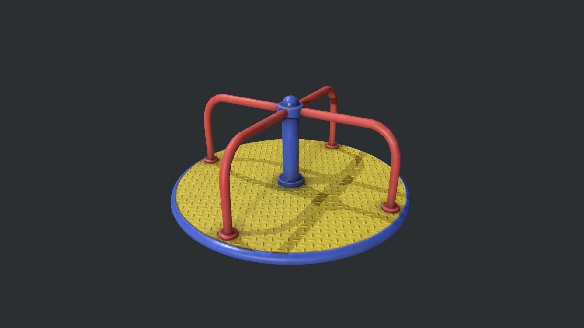 Playground Roundabout - Yellow Low-poly 3D model_2